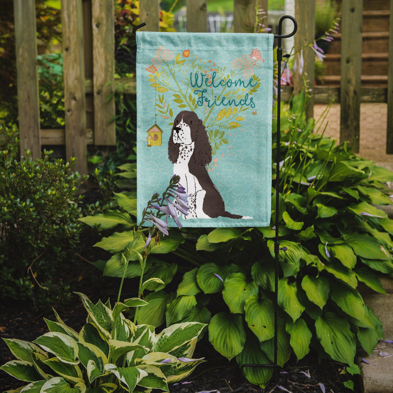« welcome », un polyester de 2 côtés en polyester de 15 x 11 po drapeau de jardin, Springer anglais brun
