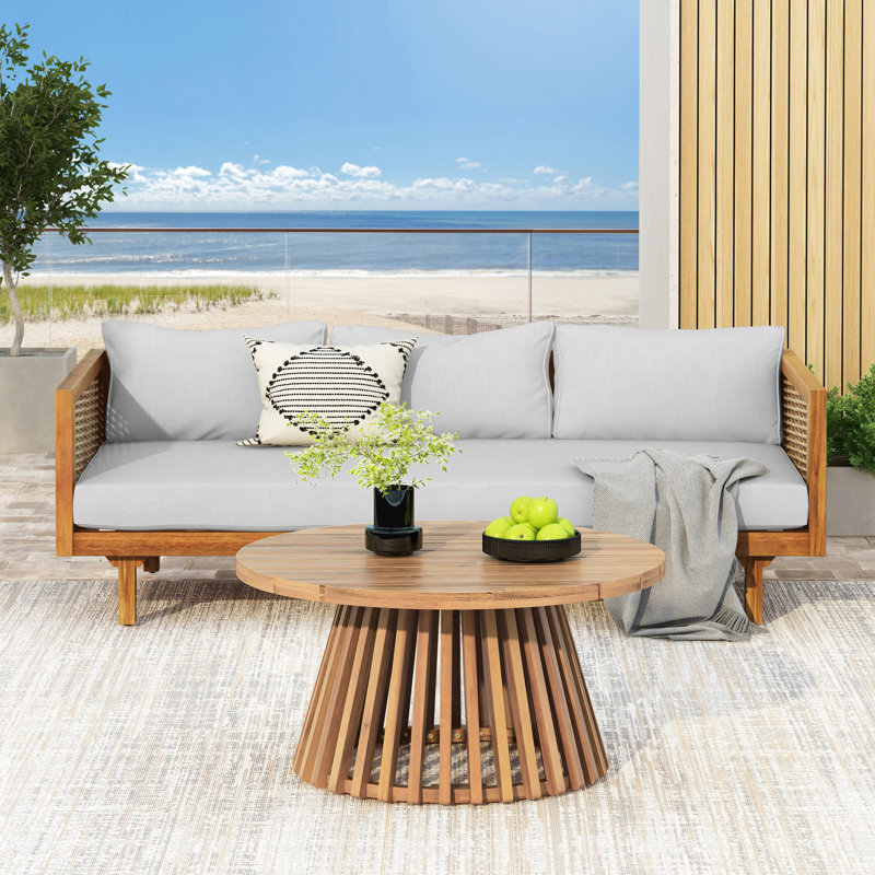 3 Seater Sofa And Table Set, Light Gray