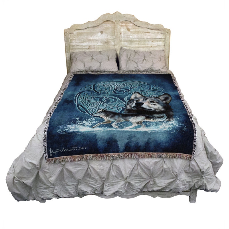 Pure Country Weavers Celtic Wolves Blanket by Brigid Ashwood - Gift Tapestry Throw Woven from Cotton - Made in The USA (72x54)