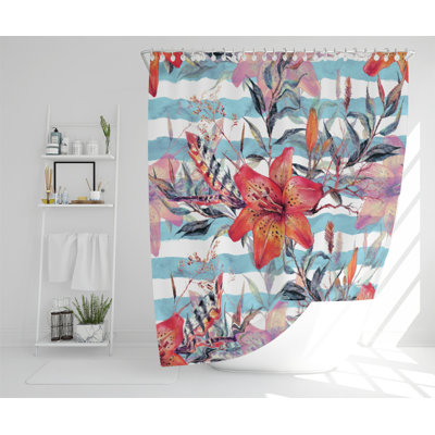 Lavendale Polyester Shower Curtain Set