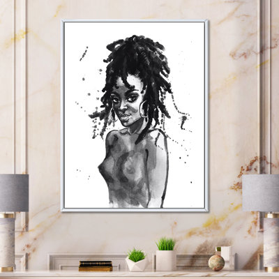 Portrait monochrome d'une femme afro-américaine V - peinture sur toile