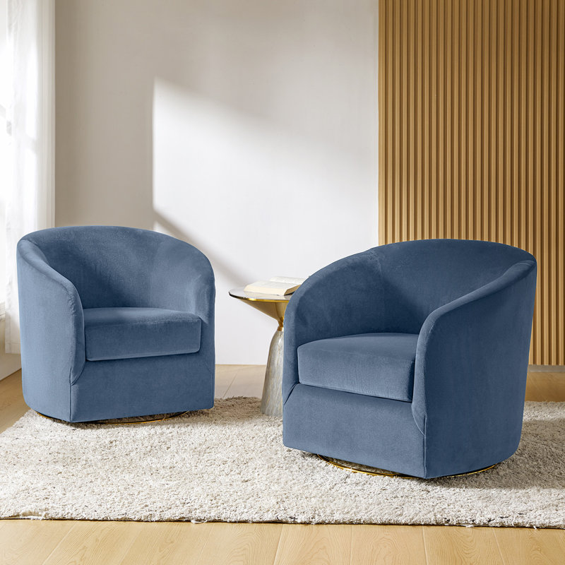 Altheimer Velvet Swivel Accent Chair, Slate Blue