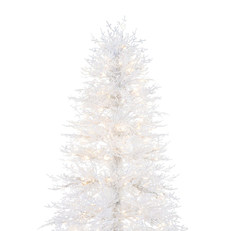 Arbre de Noël artificiel blanc avec base en métal robuste, arbre de vacances blanc unique, 6.5'
