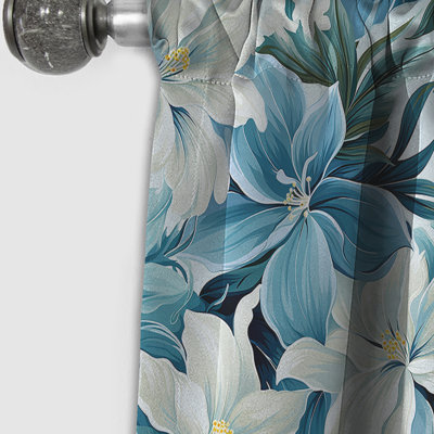 Oceanic Impressions Tropical Pattern II - Floral Curtain - Blackout Curtain - 1 Panels
