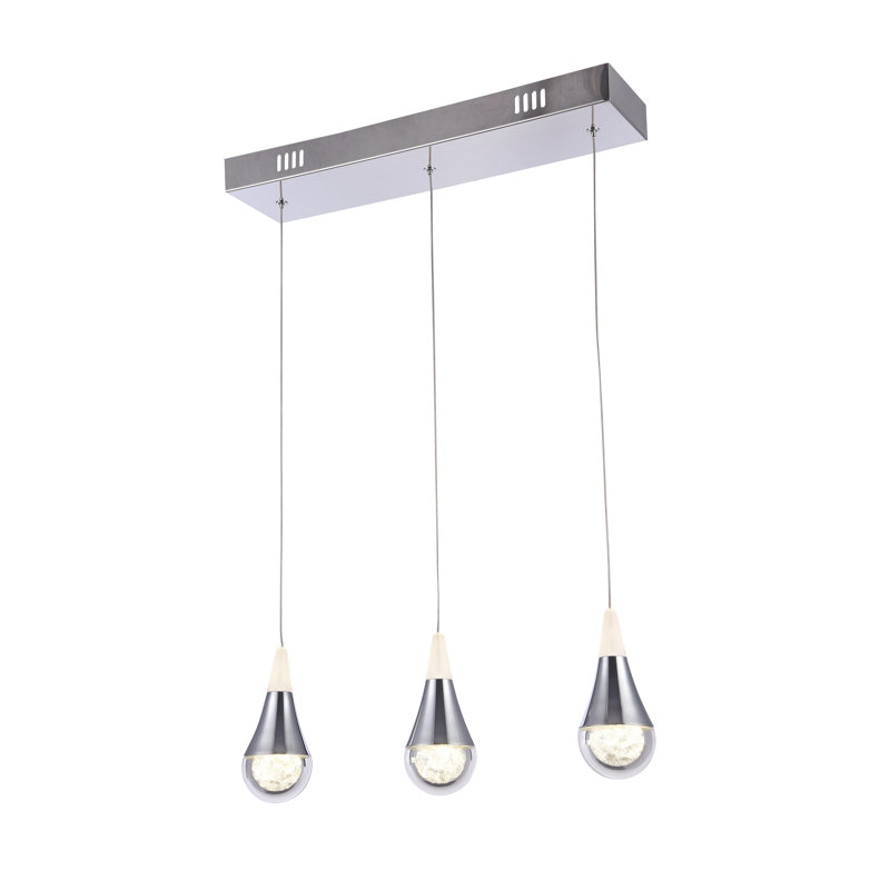 Luminaire suspendu en cristal 3 lumières DEL Teardrop