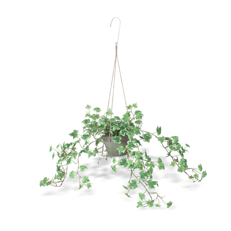 Hanging Faux Ivy Plant in Ceramic Pot with Jute Twine