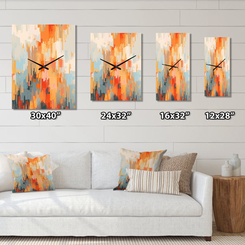 Horloge murale moderne orange et beige, Grand