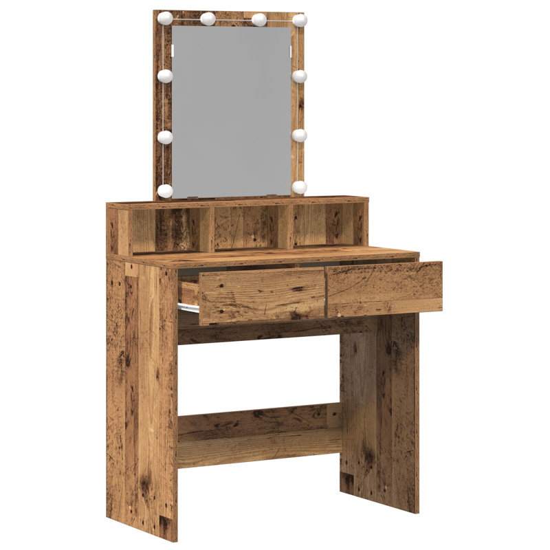 Dressing Table Standard Mirror Vanity Table, Old Wood