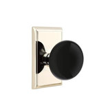 Emtek Passage Interior Mortise Set w/ Rectangular Rosette & Ebony Porcelain Knob (RH)