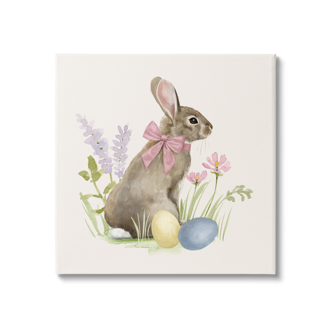 " Easter Bunny Rabbit Bow Spring Flowers And Eggs " by Victoria Barnes Stupell Industries 