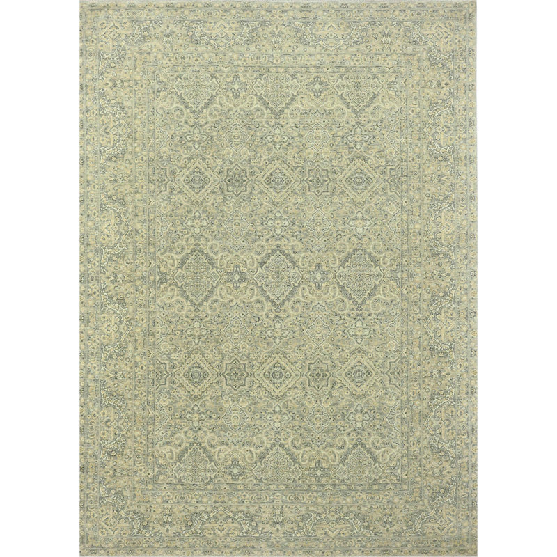 Oriental Area Rug in Gold/Gray, Rectangle 10' x 14'