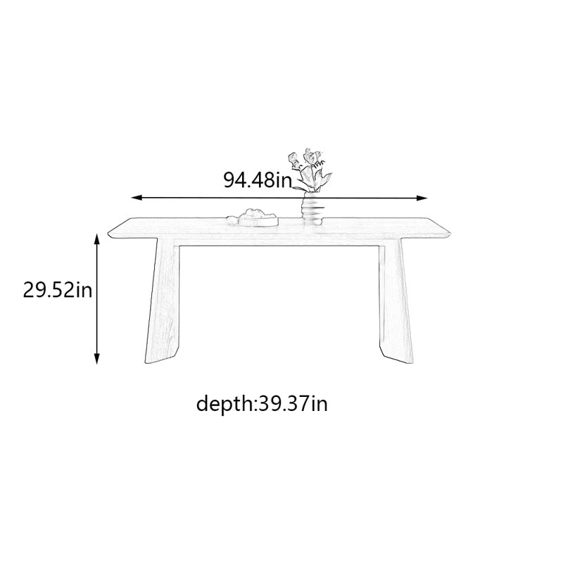 Caziah, H 29,52 po x L 94,48 po x l 39,37 po 