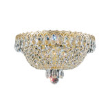 Camelot 3 Light 11in x 7in Flush Mount in Polished Gold with Clear Optic Crystals
