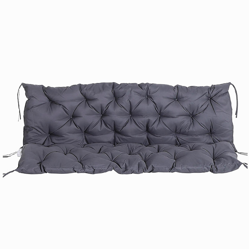 Coussins de banc capitonnés Outsunny pour le mobilier d'extérieur, remplacement de 3 places pour la balançoire, canapé / canapé de patio, rembourrés, dossier inclus, gris foncé