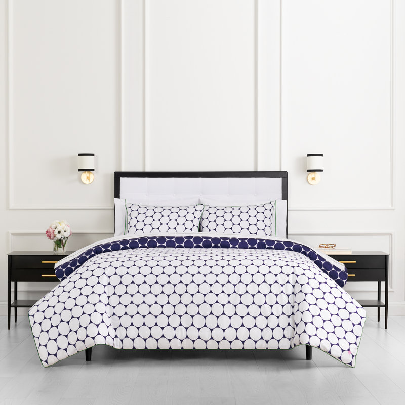 kate spade new york Fall Poppies Twin Comforter Set, 100% Cotton, All Season 2 Piece Reversible Bedding Set, White and Garnet