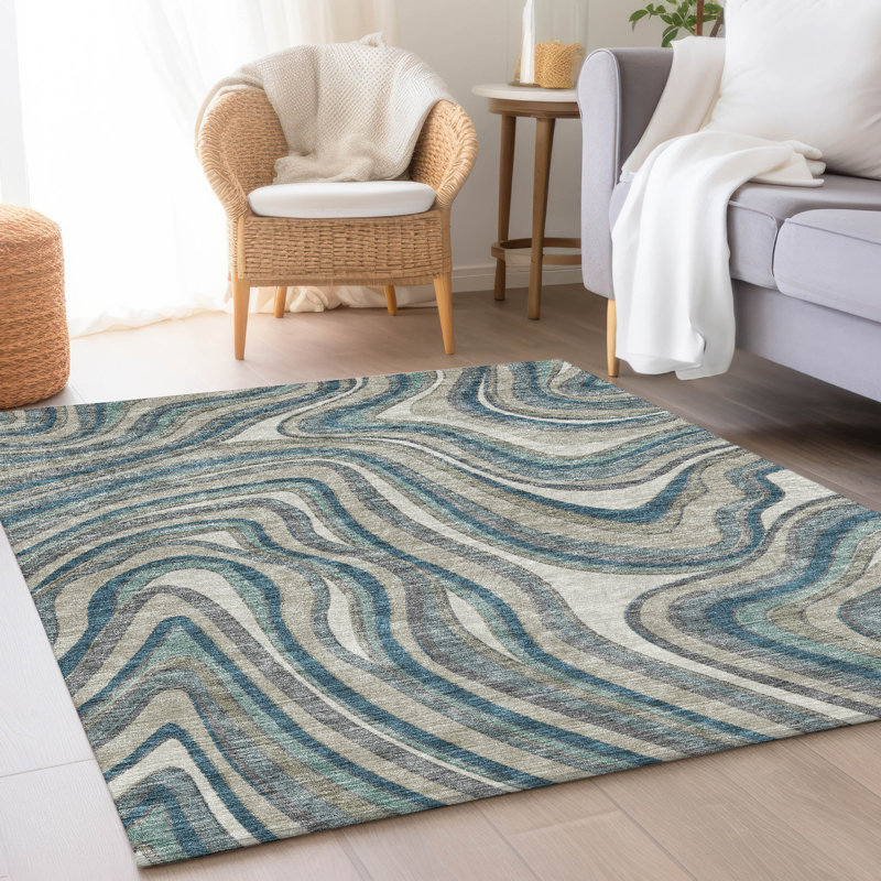 Lamanna Washable Abstract Indoor / Outdoor Rug, Rectangle 5' x 7'6"