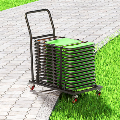 Folding Chair Rack Cart for 25 Chairs of 300 LBS L-shape Horizontal