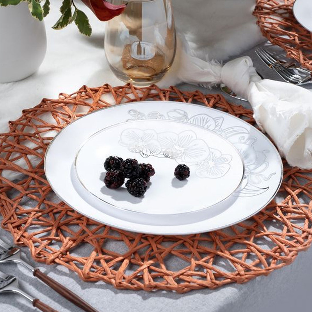 Disposable Orchid Antique black and Gold Round Plastic Dinner Plates 7.5" (Set of 10) Nicole Fantini 