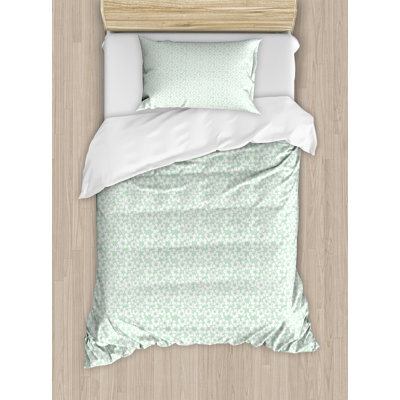 Ambesonne Luau Duvet Cover Set, Fresh Springtime in Hawaii, Twin, Mint Green and White -  nev_40495_twin