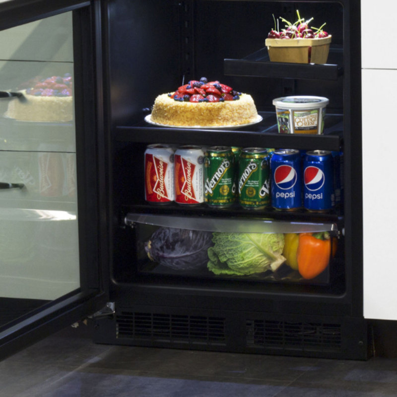 Marvel Appliances 23.88'' W Built-In 95 Cans (12 oz.) 5.3 Cubic Feet Beverage Cooler with Wine Storage and Reversible Door