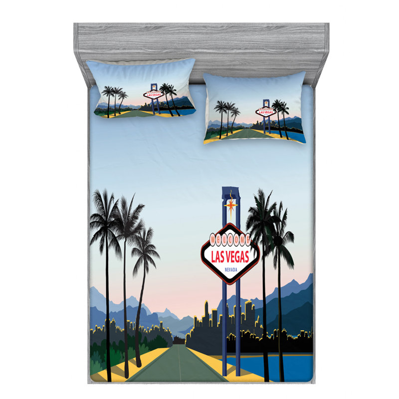 Las Vegas Microfiber Sheet Set, Queen Sheet Set + Fitted Sheet + 2 Pillowcases
