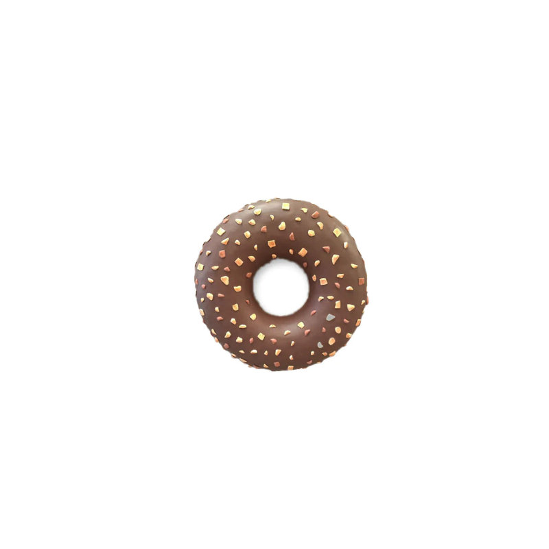 Statue de gros beignet en chocolat avec noix
