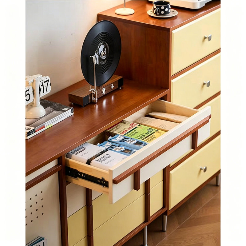Table buffet à pois en acier inoxydable