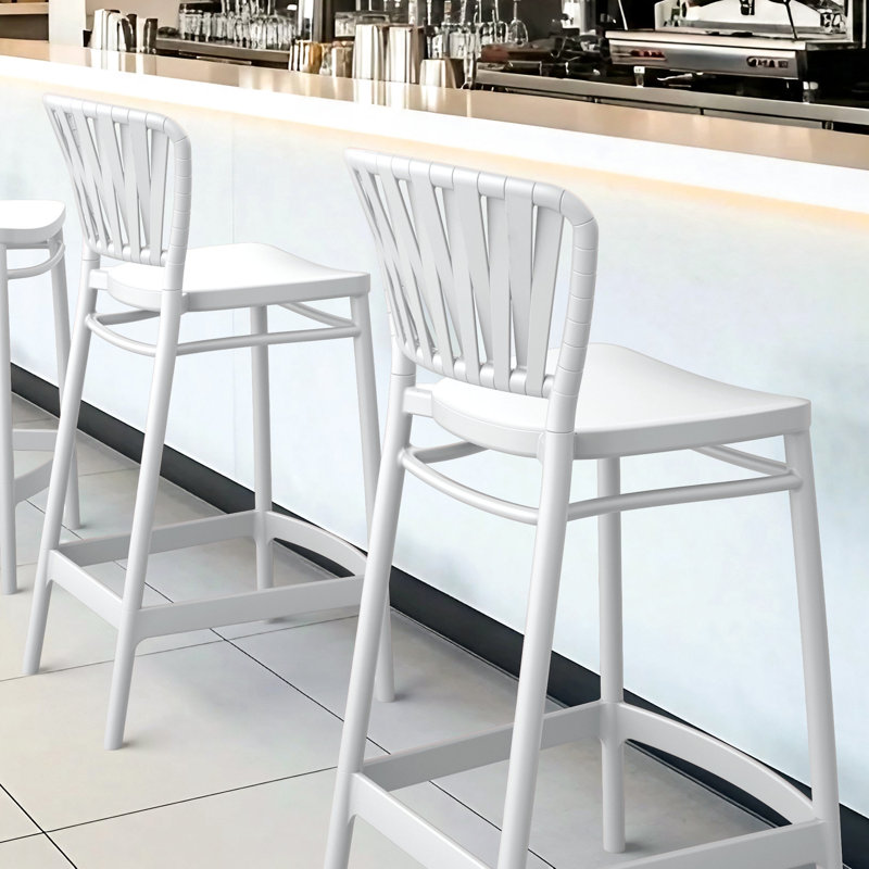Newport Outdoor Barstool, 25.6", White