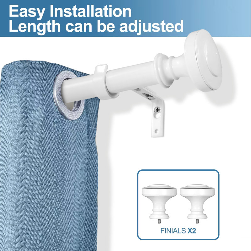 Tringle à rideaux simple Gottlieb, De 28 po à 48 po de largeur, Blanc lustré