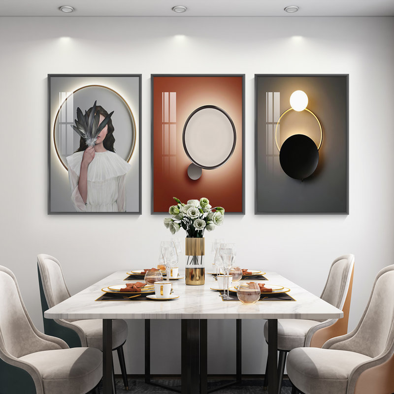 Beauté, art mural encadré en aluminium - Ensemble de 3 reproductions encadrées sur toile 10, Noir