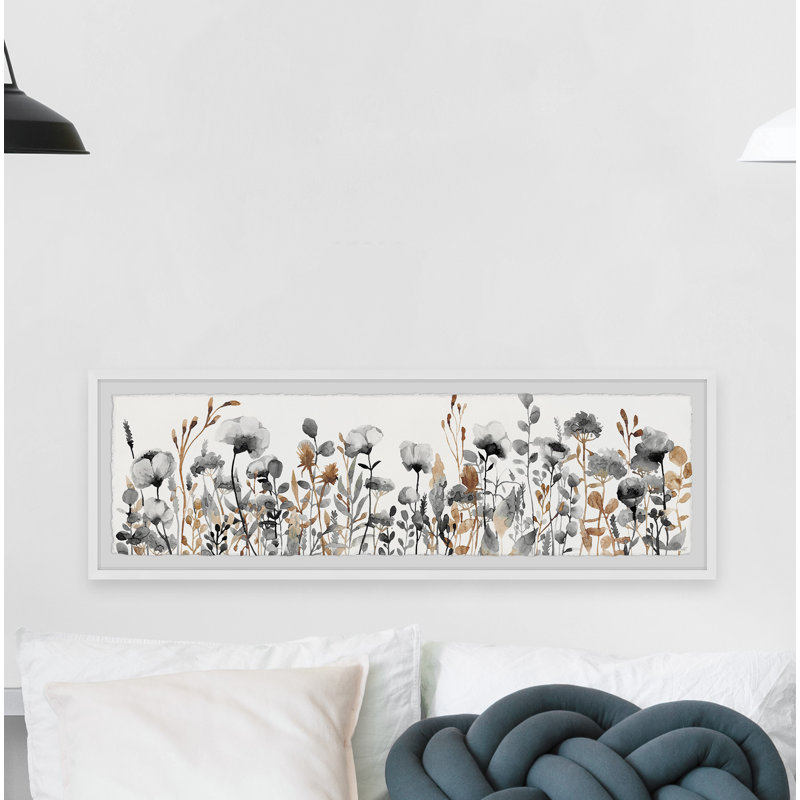 Champ de fleurs grises-reproduction de photo encadrée sur papier, H 15 po x l 45 po x P 1,5 po