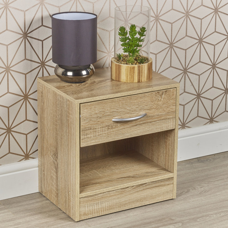 Antona 39cm W Manufactured Wood Bedside Table, Anthracite Oak