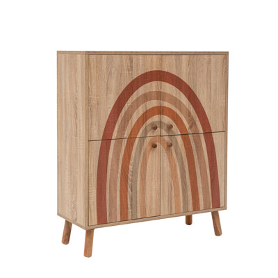 Wooden Legs Decorative Accent Chest With 4 Cabinets