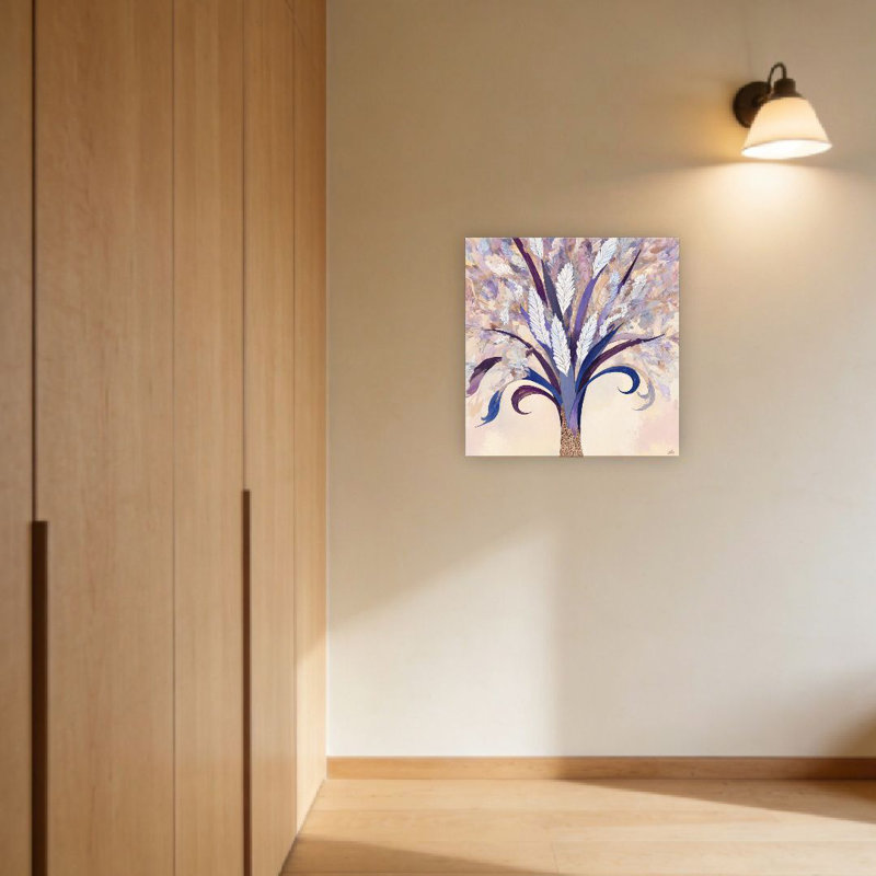 Plume mauve, sans cadre, art mural, 16 x 16