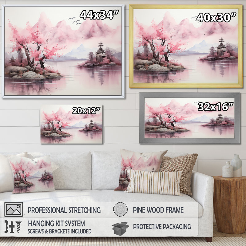 " Tranquil Forest Oasis IV ", 30" H x 40" W x 1.5" D, Black Single Picture Framed
