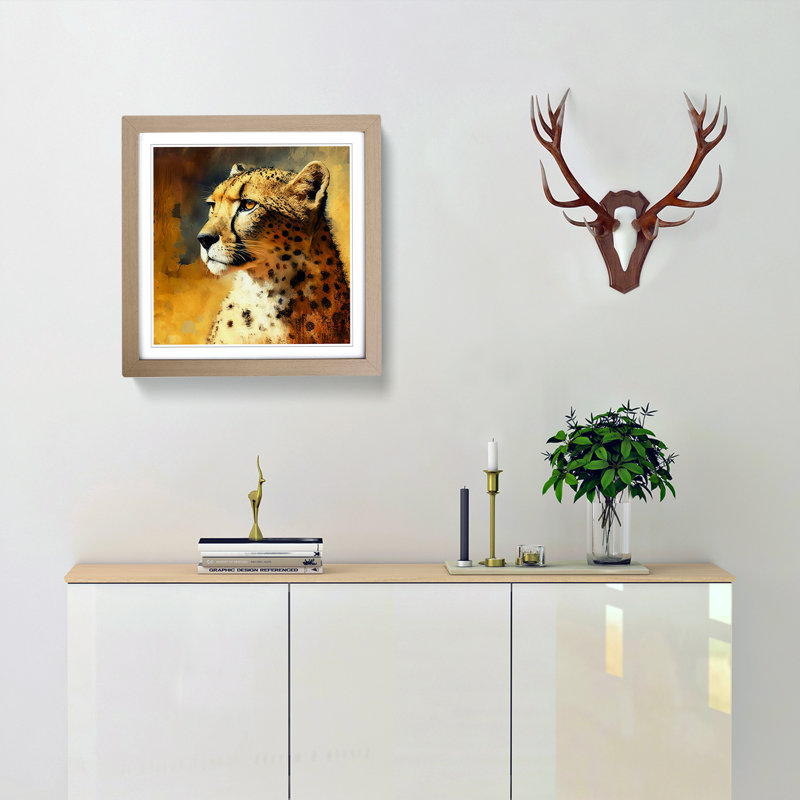 Cheetah Post-Impressionism - Framed Print, Oak