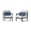 Chaises club d'extérieur en PEHD Sunbrella de 2 pièces Kamas - gris anthracite / corail moulé-1877656654-1877656655