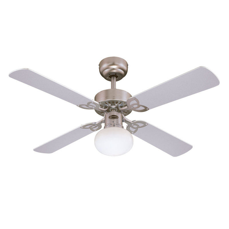 Romain 105cm Ceiling Fan, Brushed Aluminium/Light Maple or Silver