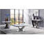 Table de bout élégante en faux marbre avec piédestal en forme de V, design moderne glamour pour des espaces de vie élégants