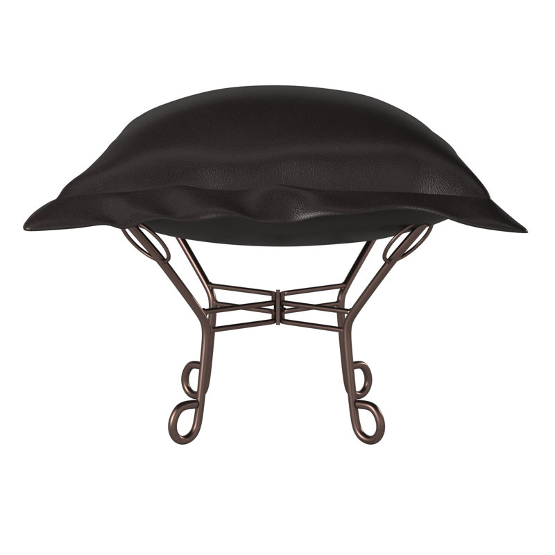 Dianaliz Faux Leather Ottoman, Black Faux Leather