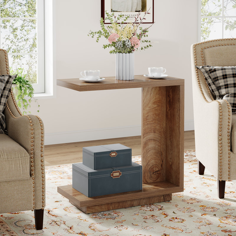 Dionnie C-Shaped End Table Millwood Pines Color: Brown