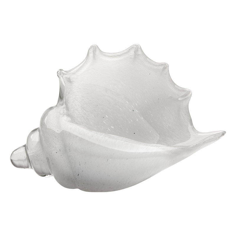 Triton Shell in Steel Blown Glass, White