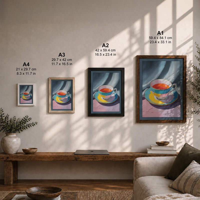 Teacup and Lemon Modern - Framed Print, Unframed, A2 - 59.4 x 42.0 cm