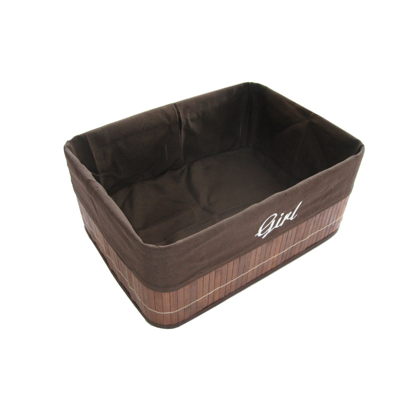 Laundry Hamper Bamboo Square Wicker Clothes Bin Basket Storage Bin Organizer-Girl Folding Basket