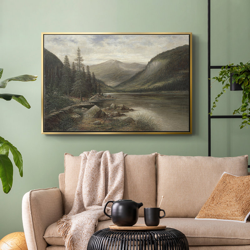 Paysage rétro - CDIL, Toile avec cadre flottant or, H 17 po x l 25 po x P 2 po