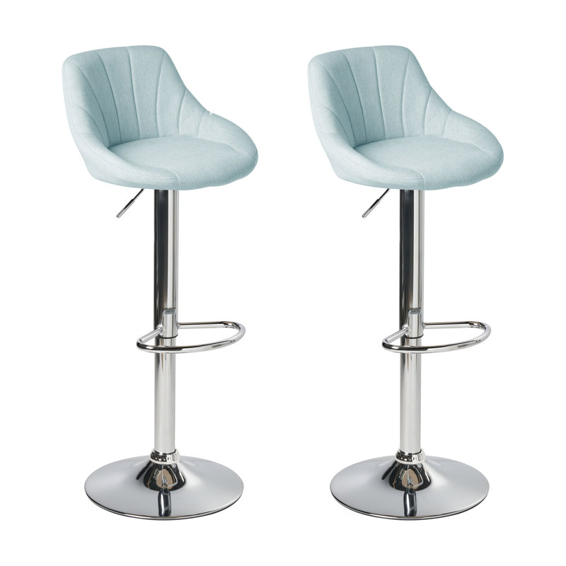 Swivel Upholstered Adjustable Height Counter Stool with Metal Frame, Blue