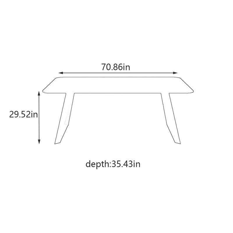 Table de salle à manger rectangulaire Pure Black Rock, H 29,52 po x L 70,86 po x l 35,43 po
