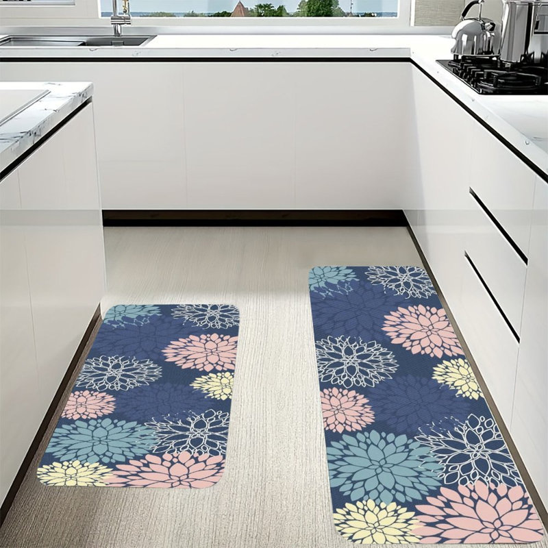 Ensemble de 2 tapis de cuisine en flanelle antidérapants pour la chambre à coucher et la cuisine