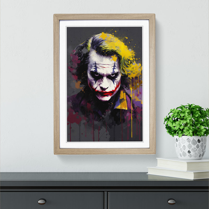 XYZ-FRM-V1223-3908 Joker Abstract - Single Picture Frame Print on Wood, Oak Framed, 64cm H x 46cm W