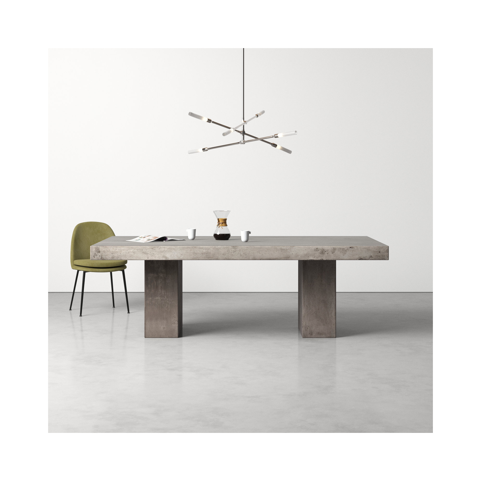 Kareen Pedestal Dining Table, Counter Table (36.25" Height), 95" L x 47" W, Dark Gray